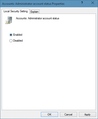 Enable the hidden built in Administrator account in Windows 10 step 8