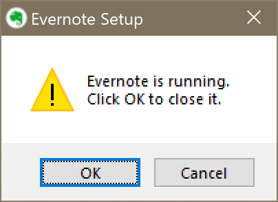 Evernote not opening or working in Windows 10 pic1