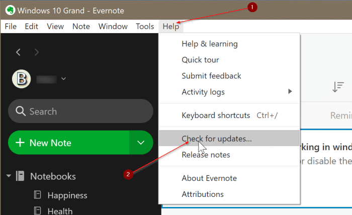 Evernote not opening or working in Windows 10 pic3