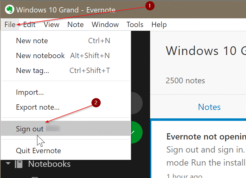 Evernote not opening or working in Windows 10 pic4