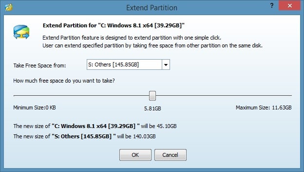 Extend System Partition In Windows 8.1 Method 2 Step4