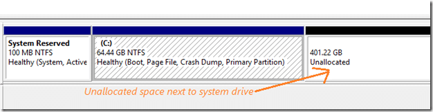 Extend partition drive