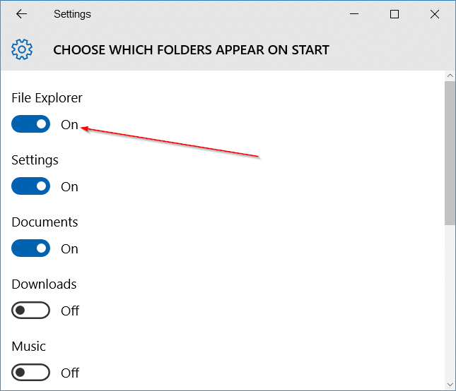 File Explorer missing from Start menu in Windows 10 step3
