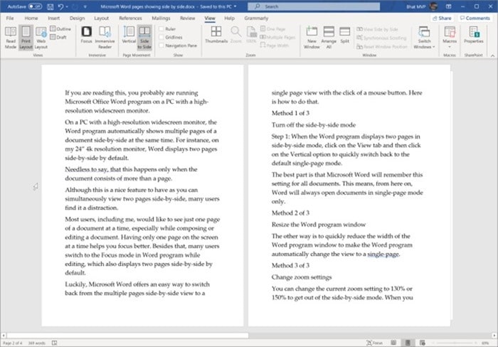 Fix Office Word shows two pages side by side pic3