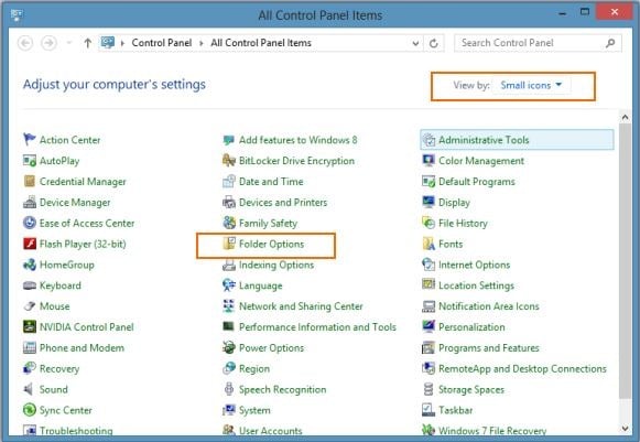 Folder Options in Windows 8 Picture1