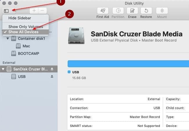 Format the usb drive as single ms-dos partition in boot camp pic8