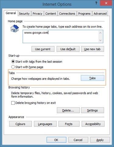 Frequently visited websites in internet explorer step3