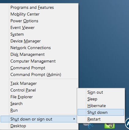 Full shutdown or cold boot in Windows 8.1