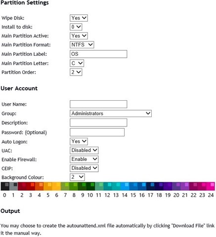 Generate Windows Unattend xml file online picture1