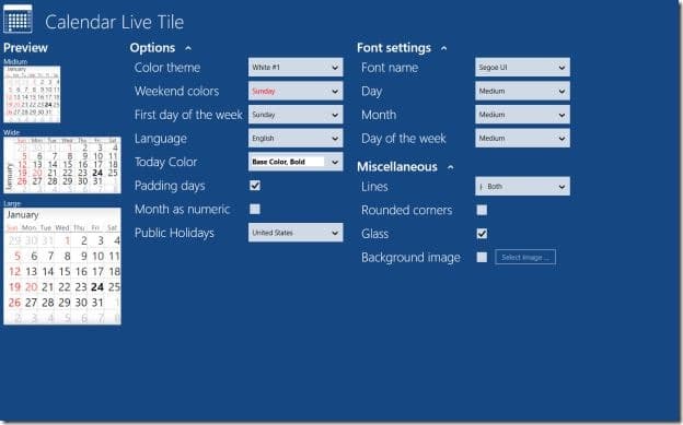 Get Live Calendar Tile Windows 8.1 Start Screen