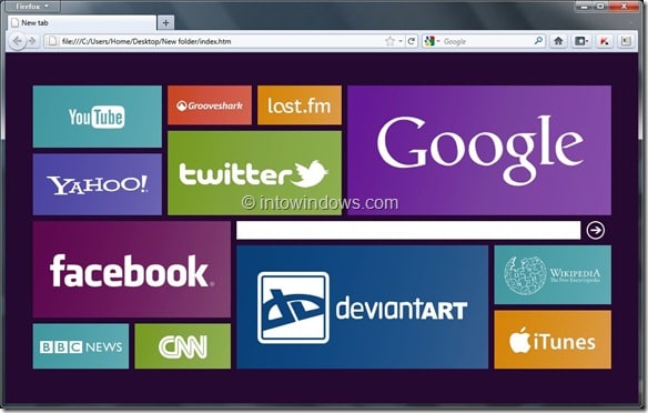 Get Windows 8 Start Screen Look In Firefox