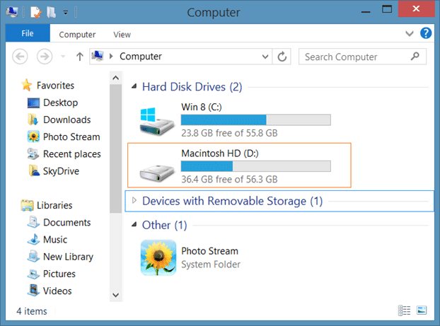 Hide Macintosh HD In Windows Explorer