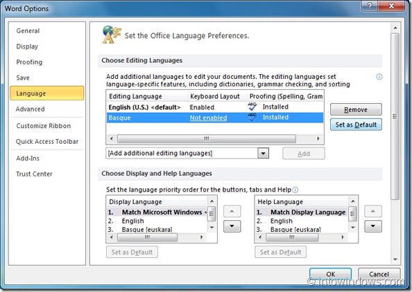 How To Enable Language Interface Packs In Office 2010 step1