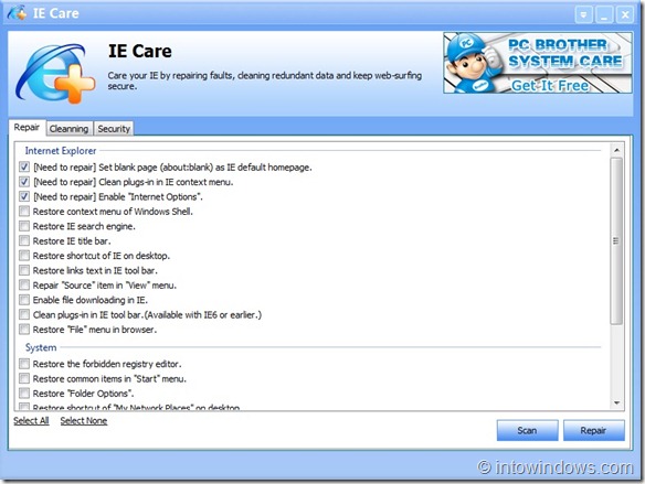 IE Care for Windows