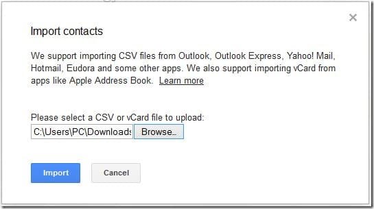 Import Outlook.com Contacts To Gmail