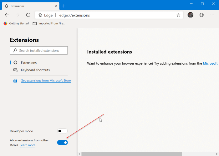 Install Chrome extensions on Microsoft Edge pic1