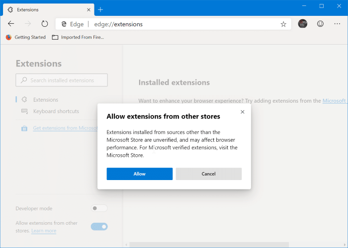 Install Chrome extensions on Microsoft Edge pic2