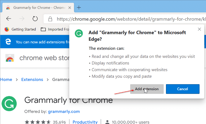 Install Chrome extensions on Microsoft Edge pic5
