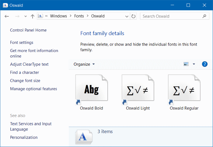 Install Fonts as shortcuts in Windows 10