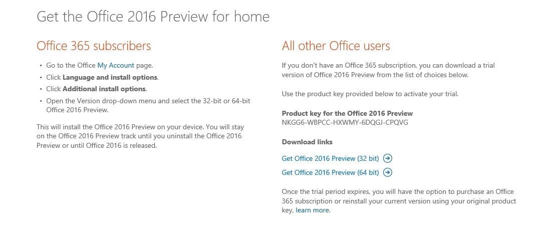 Install Office 2016