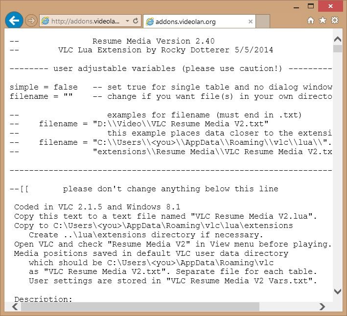 Install VLC extensions step3