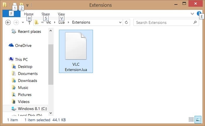 Install VLC extensions step6