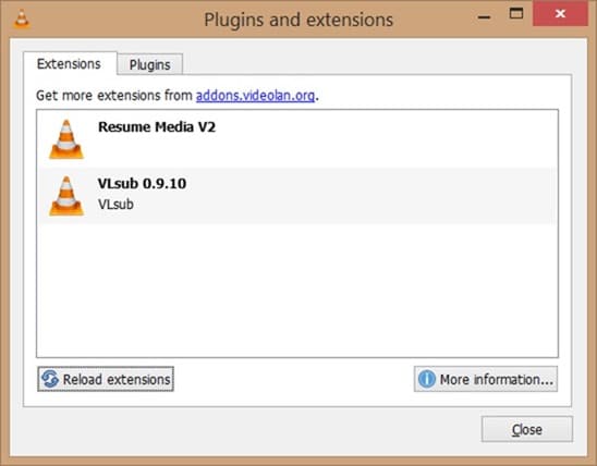 Install VLC extensions
