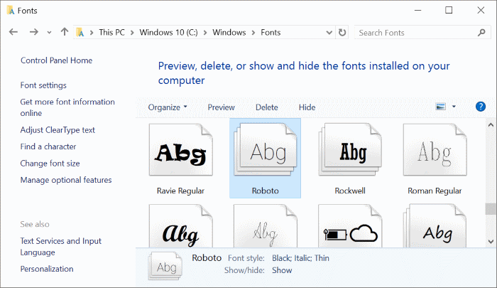 Install fonts in Windows 10 pic3