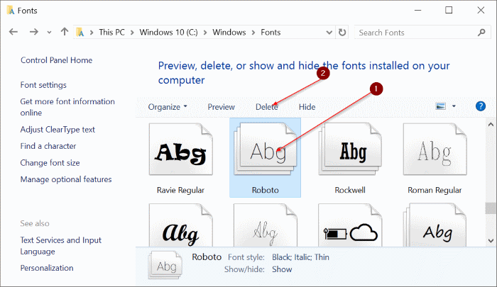 Install fonts in Windows 10 pic4