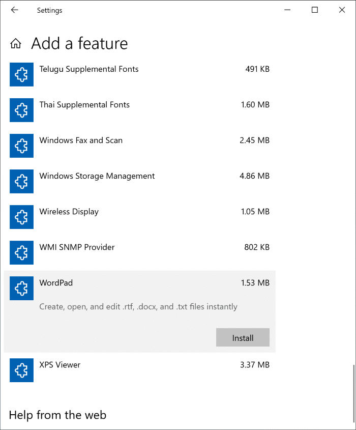 Install or Uninstall WordPad in Windows 10 pic3