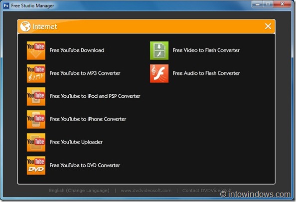 Internet Category In Free Studio Manager