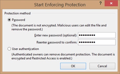 Lock a part of Word document step3