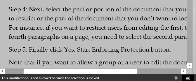 Lock a part of Word document