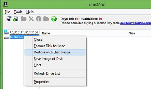 Mac OS X Bootable USB On Windows step2