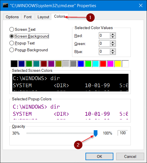 Make Command Prompt Transparent in Windows 10 pic2
