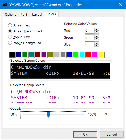 Make Command Prompt Transparent in Windows 10 pic3