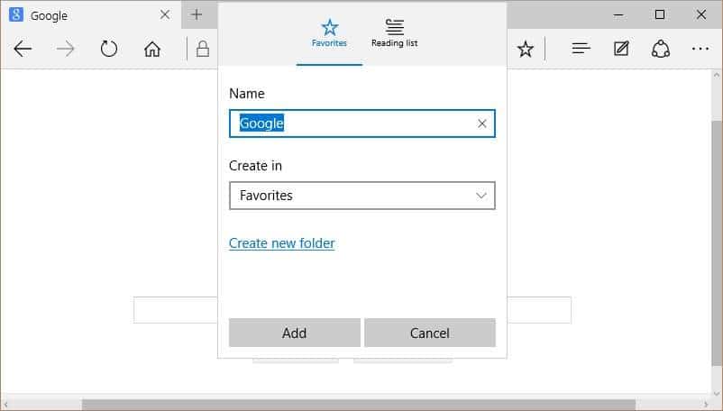 Make Google default search engine in Microsoft Edge step2