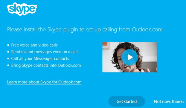 Make Skype video call from Outlook website picture