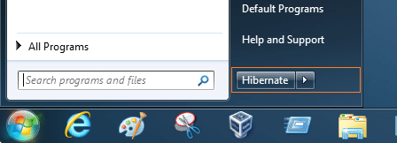 Make hibernate default in Windows 7 Start Screen