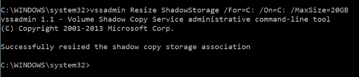 Make system restore use less disk space in Windows 10 step5