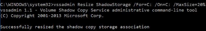 Make system restore use less disk space in Windows 10 step6