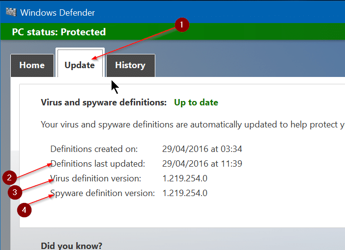 Manually update Windows Defender in Windows 10 Step2