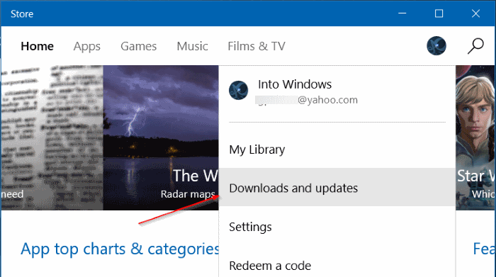 Manually update apps installed from Store in Windows 10 Step2