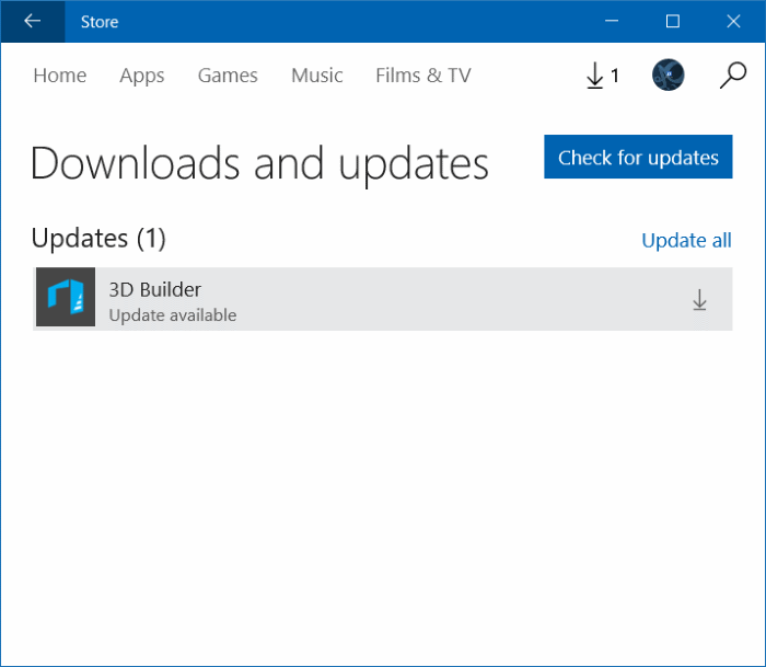 Manually update apps installed from Store in Windows 10 step4