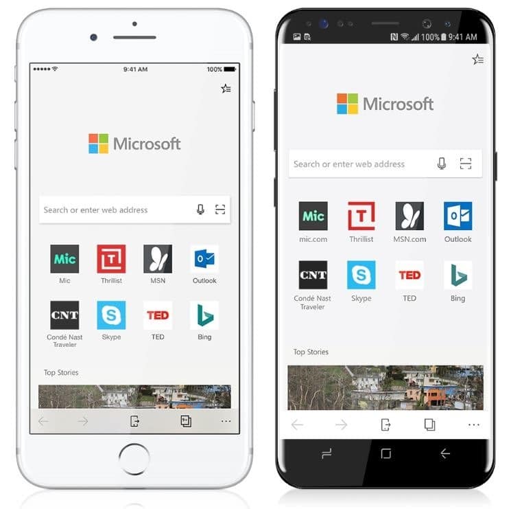Microsoft edge for ios and android OS
