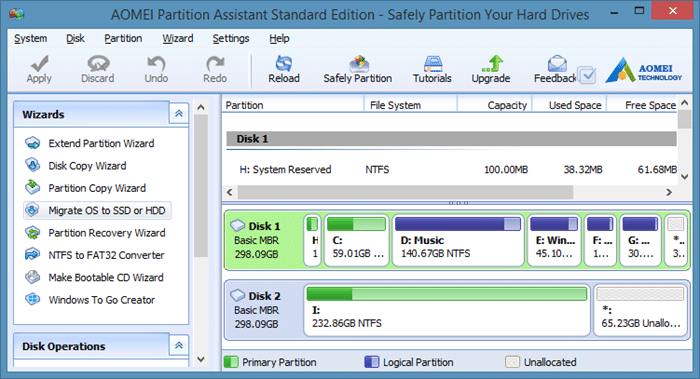 Migrate Windows 8 to SSD using Partition Assistant step1