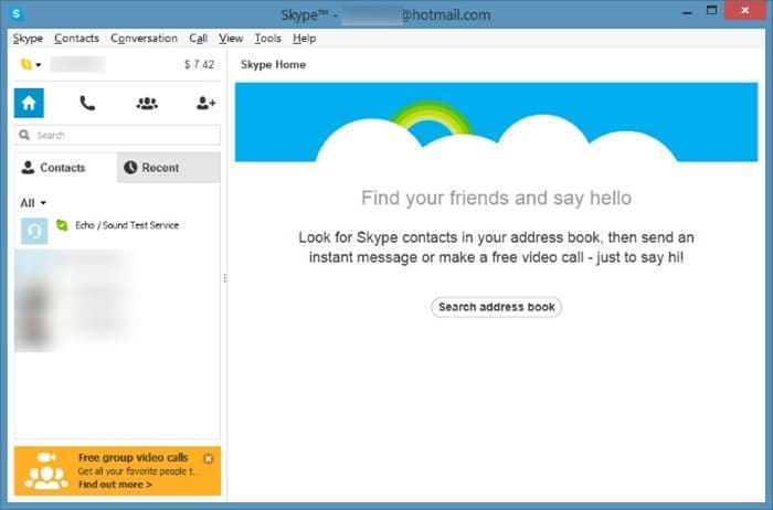 Minimize Skype to system tray notification area