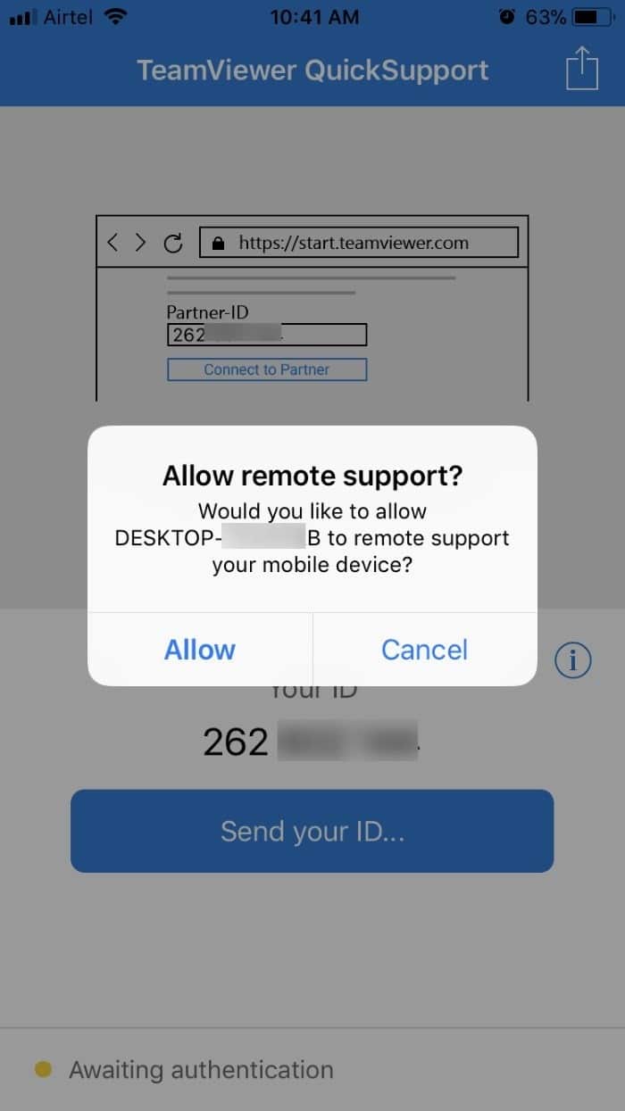 Mirror iphone screen on Windows 10 PC using TeamViewer (1)