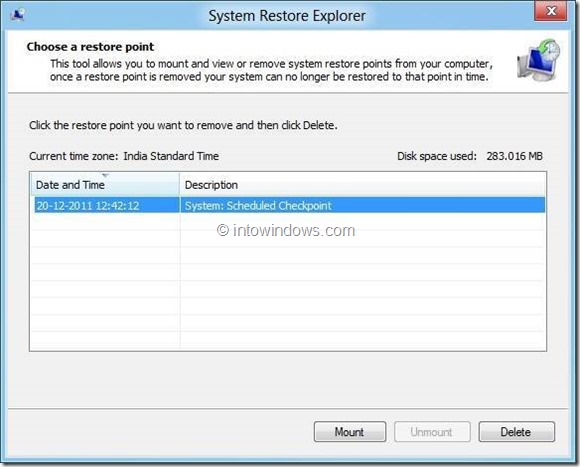 Mount System Restore Point