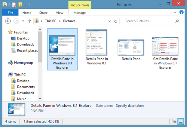 Move Details pane  to the bottom Windows 8 (3)